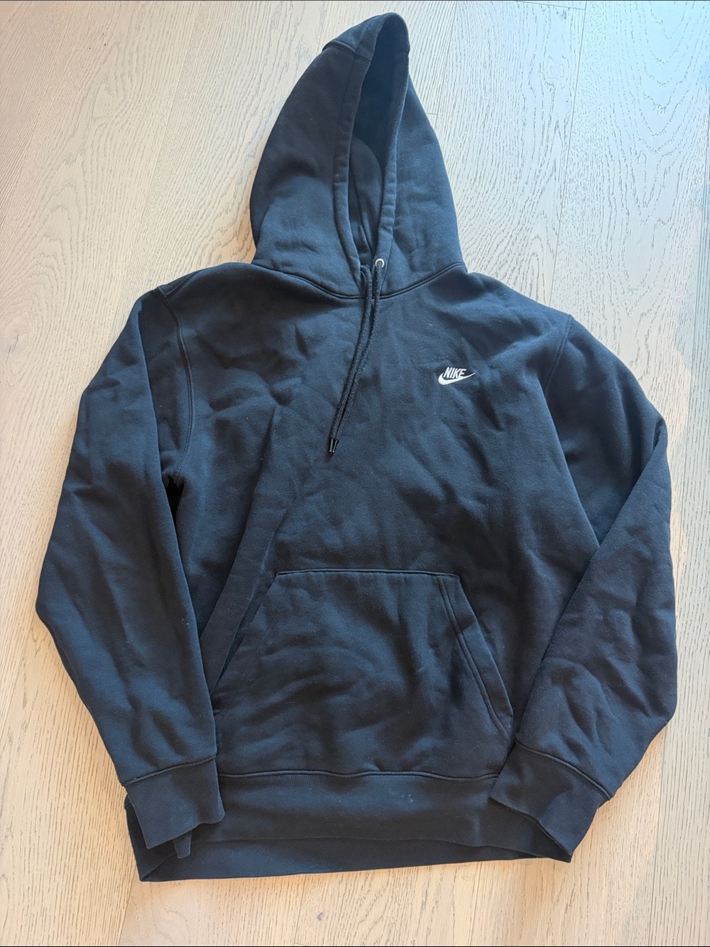 Nike Black Pullover Hoodie with White Swoosh Logo